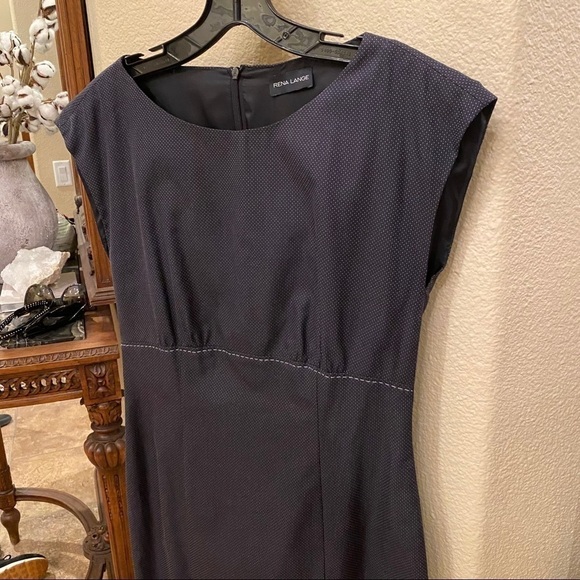 RENA LANGE Navy Polka Dot Sleeveless Dress Size 6 - Picture 2 of 9